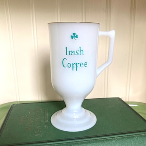 Irish Coffee milk glass pedestal mug