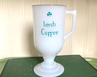 Irish Coffee milk glass pedestal mug