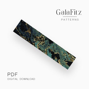May include: A rectangular digital download pattern with a mosaic design in shades of teal, black, and gold. The GalaFitz logo and the words "PATTERNS" are at the top. The words "PDF DIGITAL DOWNLOAD" are at the bottom.