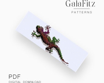 Lizard even and odd count peyote beading pattern for bracelet making, Instant download /P0430/