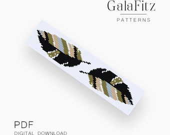 Bead loom pattern, Boho feathers beaded pattern for bead loom bracelet making, Instant download /BL0163/