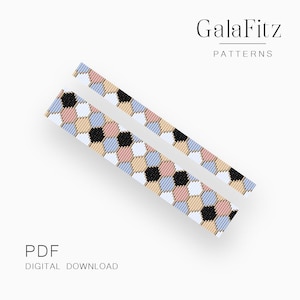 Patrón para telar de cuentas, patrón moderno de pulsera hexagonal para telar de cuentas, pulsera geométrica de panal, descarga instantánea /BL0012/