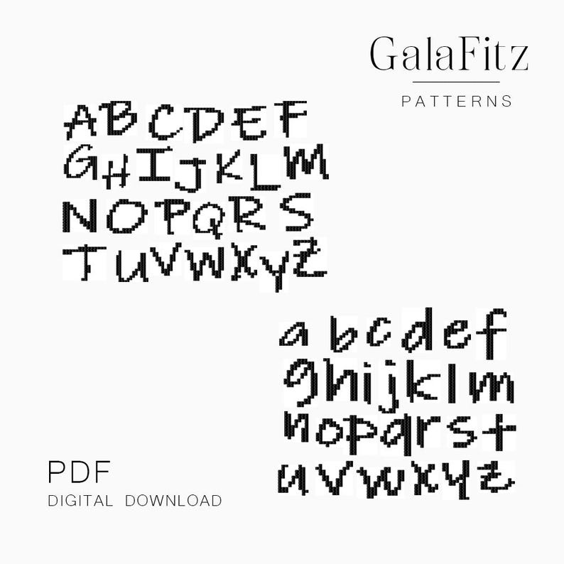 Browserloom Lettering Fancy Alphabet Loom Bead Pattern PDF, Uppercase and Lowercase Letter ...