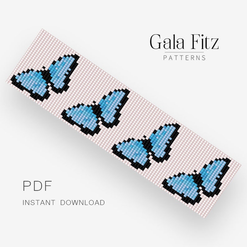 Loom bead pattern Blue butterfly bracelet pattern Bead Etsy