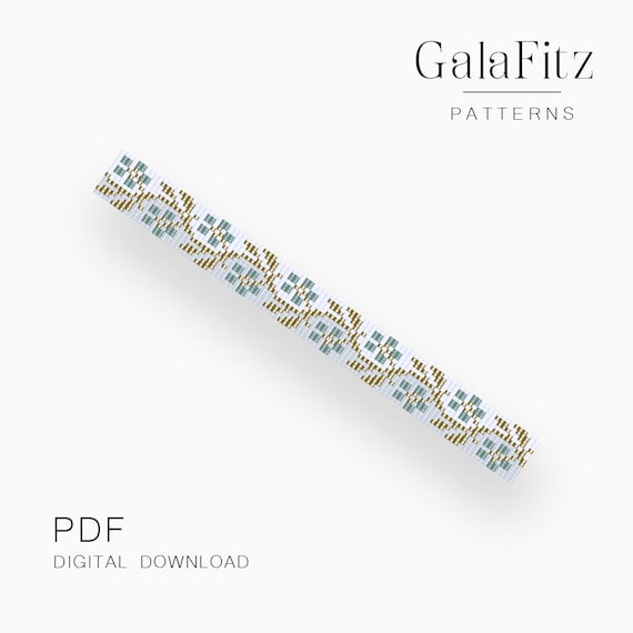 Bead loom pattern, Chic flower twig beading loom bracelet making pattern, Floral strip light colors Miyuki bracelet, PDF download /BL0885/