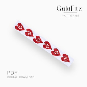 Peut inclure: Ruban blanc avec un motif répété de cœurs rouges. L'image comprend le texte "GalaFitz PATTERNS" et "PDF DIGITAL DOWNLOAD".