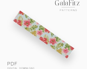 Pastel Floral Peyote Bracelet Pattern, Soft Rose Garden Design, Romantic Spring Beading DIY - Even & Odd Count