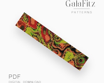 Abstract Color Fusion Loom Bracelet Pattern PDF, Organic Bead Weaving Cuff, Digital Download