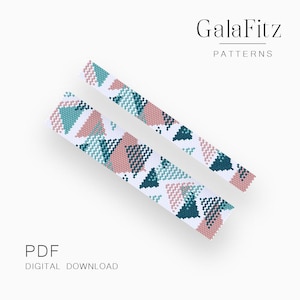 Motif de bracelet géométrique triangle peyote en PDF - Manchette large et fine, perles pairs et impairs