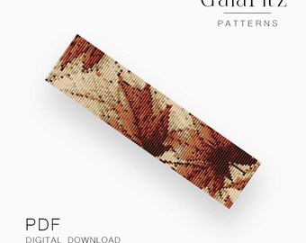 Autumn Maple Leaf Loom Bracelet Pattern, Rustic Earthy Beadwork Design, Fall Inspired Digital PDF Pattern