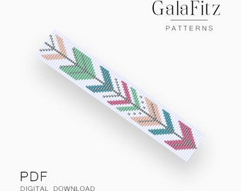 Chevron bead loom bracelet pattern, Boho tribal colorful arrows loom cuff pattern, Bead weaving loom bracelet /BL0079/