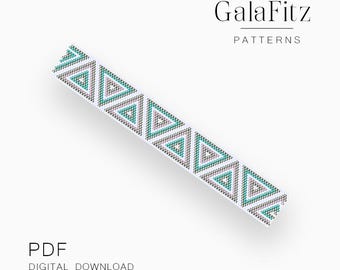 Modern Turquoise Geometric Triangle Peyote Bracelet Pattern - Even and Odd Count