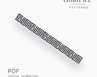 Black and White Geometric Peyote Bracelet Pattern - Even & Odd Count