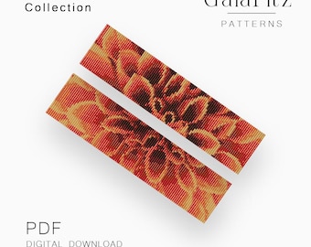 Orange Dahlia Loom Bracelet Pattern Collection – Two Botanical Bead Weaving Bundle