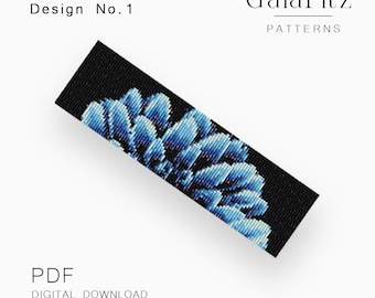 Blue Dahlia Outer Petals Loom Pattern, Floral Bracelet PDF, Bold Edge Flower Design, Beadwork Jewelry DIY, Design No.1