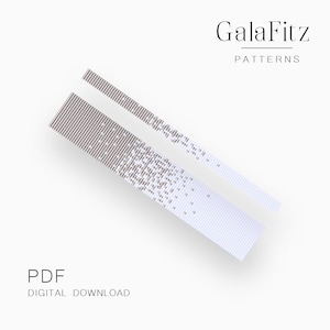 Silver Ombre Loom Bracelet Pattern PDF, Minimalist White Gradient Bead Design, Easy Beading Project - Wide & Narrow