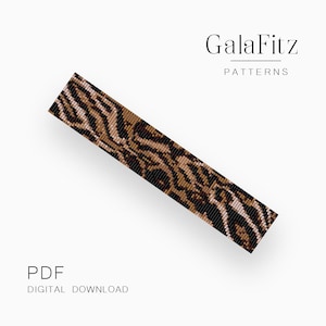 Tiger skin bead loom pattern, Wild cat animal pattern for loom beaded bracelet, Wide loomed cuff pattern, Instant download /BL0245/