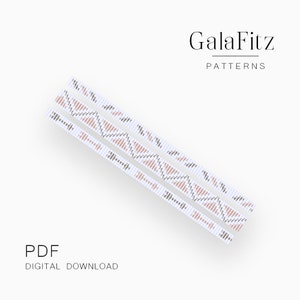 May include: A digital download PDF pattern for beading. The pattern features a geometric design with white, gray, and pink beads.