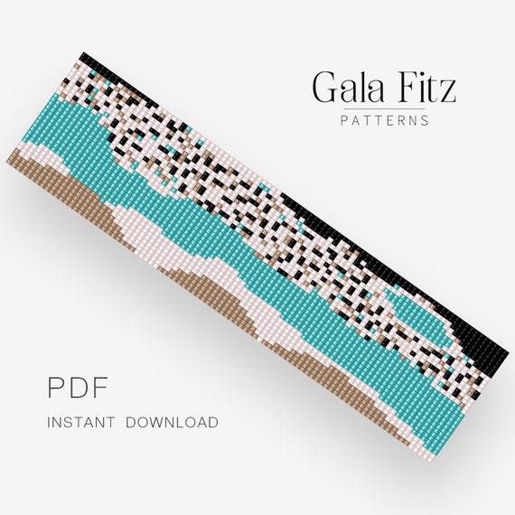 Turquoise abstract bead loom bracelet making pattern Bead loom pattern Instant download BL0096