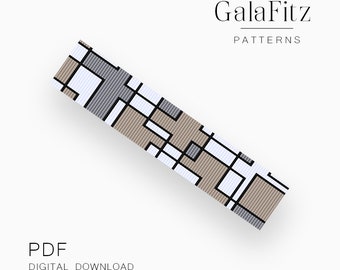 Bead loom pattern, Modern geometry bead loom bracelet making pattern, Bracelet making DIY gift idea /BL0183/