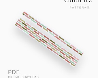 Modern Geometric Loom Bracelet Pattern PDF, Soft Pastel Stripe Design - Wide & Narrow