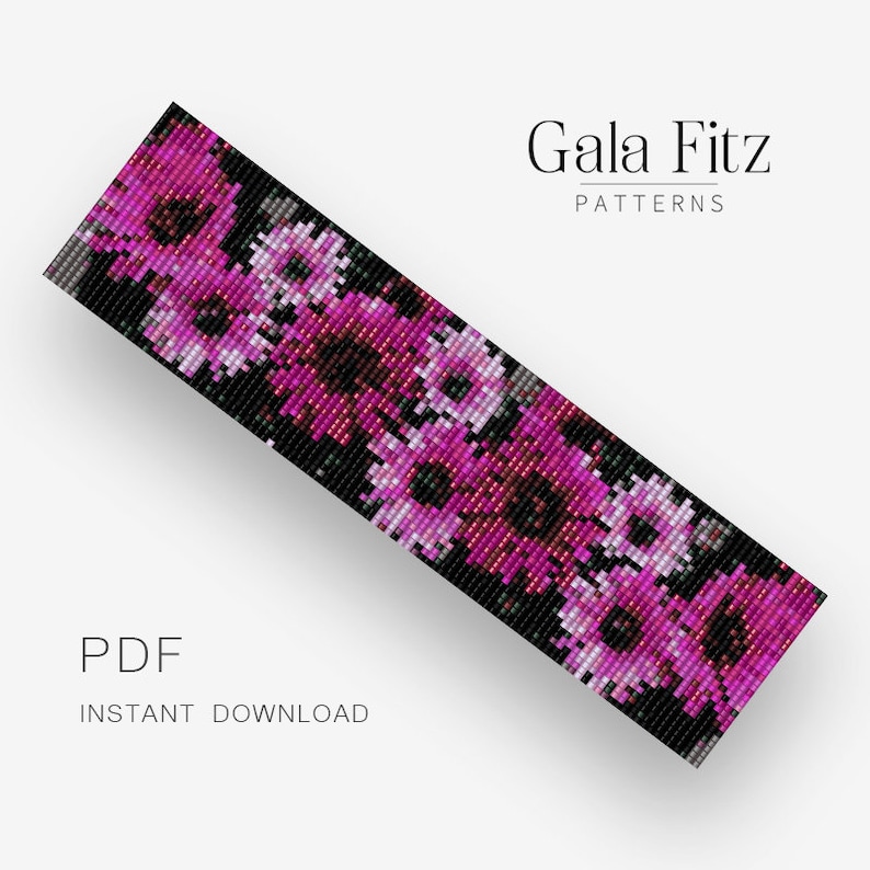 Bead loom pattern Pink gerbera flower pattern for bead loom Etsy