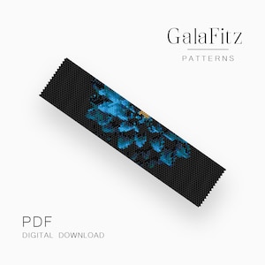 Peyote pattern, Blue Dahlia flower even and odd count peyote stitch pattern for bracelet making /P0647/