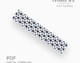 3D Illusion Peyote Bracelet Pattern PDF, Optical Depth Bead Design - Even & Odd Count