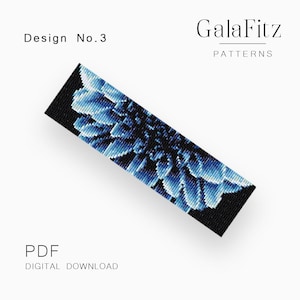 Blue Dahlia Inner Petals Loom Pattern, Floral Bracelet PDF, Layered Flower Beadwork Design, Artistic Jewelry DIY, Design No.3