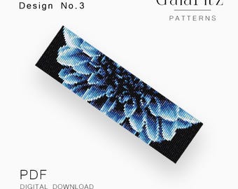 Blue Dahlia Inner Petals Loom Pattern, Floral Bracelet PDF, Layered Flower Beadwork Design, Artistic Jewelry DIY, Design No.3