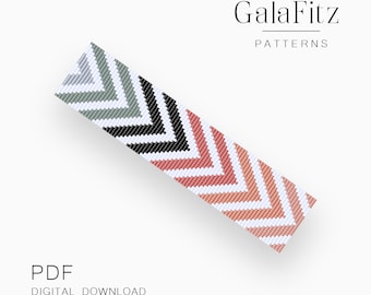 Grey and pink arrows bead loom pattern, Modern geometric bead loom bracelet making pattern, PDF pattern digital download /BL0070/