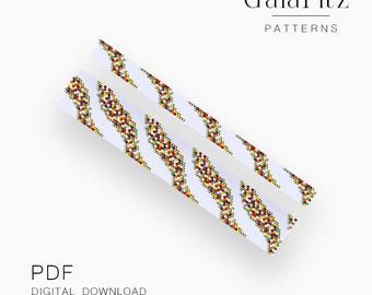 Colorful Wavy Stripes Bracelet Pattern, Flowing Wave Peyote Bead Pattern, Wide and Narrow - Even & Odd Count