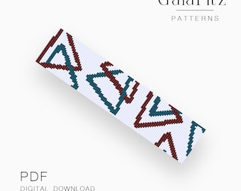 Modern Geometric Triangle Loom Bracelet Pattern PDF, Abstract Bead Weaving Design
