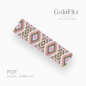 Tribal peyote bracelet pattern, Wide cuff peyote stitch pattern for Miyuki Delica 11, Instant download /P0056/