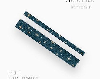 Celestial Peyote Bracelet Pattern PDF, Starry Night Sky Seed Bead Cuff - Even and Odd Count
