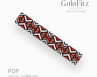 Tribal Loom Bracelet Pattern PDF, Ethnic Diamond Cuff, Boho DIY Jewelry Digital Download