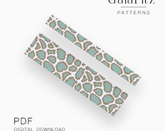 Leopard Print Loom Bracelet Pattern Bundle, Pink and Mint Animal Print Bead Weaving -  Wide & Narrow