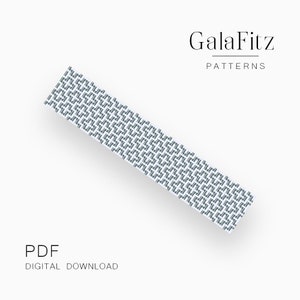 Puede incluir: Un patrón rectangular en tonos grises y blancos, con un diseño geométrico repetitivo. La imagen incluye el texto "GalaFitz PATTERNS" y "PDF DIGITAL DOWNLOAD". El patrón está en ángulo sobre un fondo blanco.
