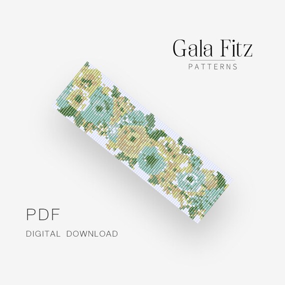 Flower Bead Loom Pattern Vintage Rose Pattern for Beaded Wide Etsy