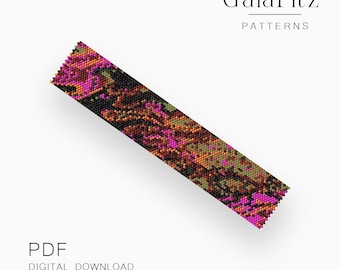 Abstract Organic Peyote Bracelet Pattern PDF, Marbled Pixel Design - Even & Odd Count