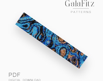 Blue Gemstone Peyote Bracelet Pattern PDF, Lapis Lazuli Inspired Design - Even & Odd Count