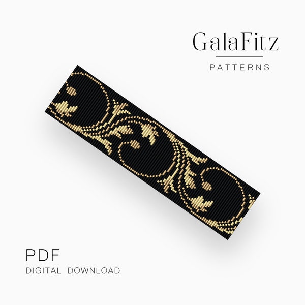 Bead loom pattern, Golden monogram bead loom bracelet making pattern, PDF instant download /BL0765/