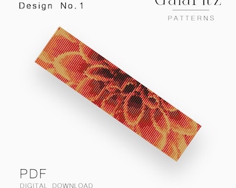 Orange Dahlia Loom Bracelet Pattern PDF, Botanical Bead Weaving Design - Design No.1