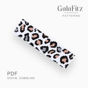 色鮮やかなヒョウ柄にインスパイアされたペヨーテステッチデザイン、ブレスレット作りのための偶数と奇数のペヨーテ抽象的な動物柄パターン /P0903/