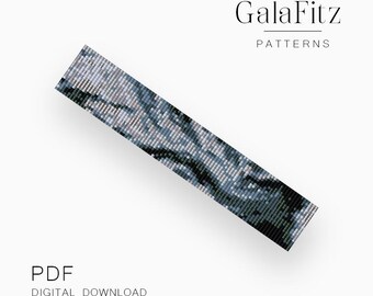 Abstract Gray Smoke Loom Bracelet Pattern, Modern Marble Bead Design (PDF Download)