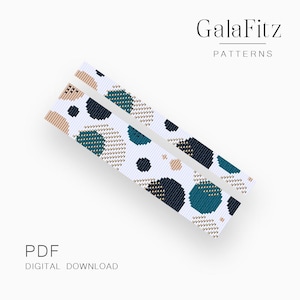 Bead loom pattern, Circles abstraction with gold strips pattern, Wide and narrow bead loom bracelet making, Instant download /BL0317/