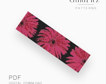 Vibrant Pink Gerbera Loom Bracelet Pattern, Bold Floral Beadwork PDF