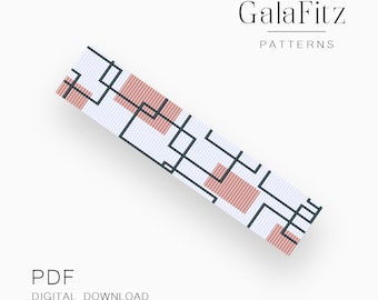 Bead loom pattern, Abstract geometry loom bead pattern for bracelet making, Instant download /BL0010/