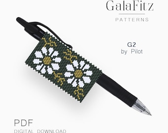 White Daisy Pen Wrap Pattern for Pilot G2, Even Count Peyote PDF (Digital Download)