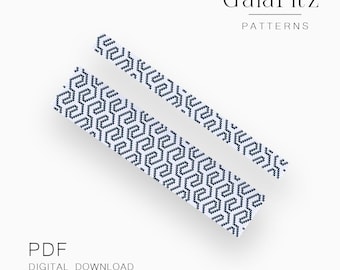Geometric Twist Peyote Bracelet Pattern PDF, Modern Black White Seed Bead Cuff - Even & Odd Count